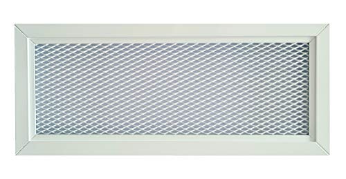 Aluminium-Lüftungsgitter Mit Metallnetz in Weißer Farbe Pulverbeschichtung RAL9016, Kamin Metall-Lüftungsgitter Weißes Drinnen/Draußen, Heißluft-Diffusor-Lüftungsgitter. (33 x 12 cm) von DEMLOU