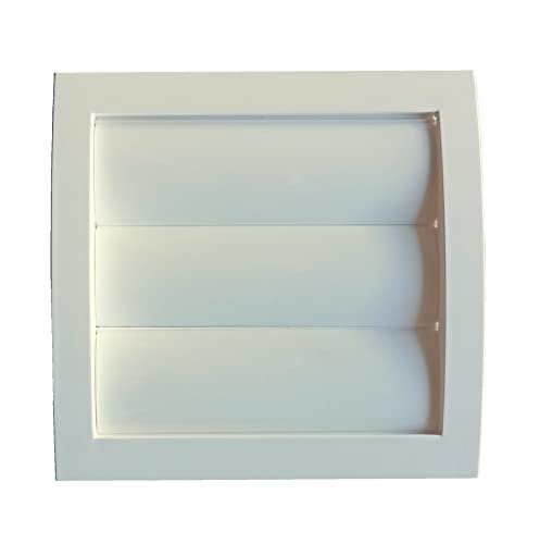 Weiß Wand-Lüftungsgitter aus Kunststoff mit automatisch beweglichen Fensterläden. Außenlüftungsabdeckung mit Rundzapfen, Rückschlagklappen und Insektenschutznetz Ø15cm (150 mm) von DEMLOU