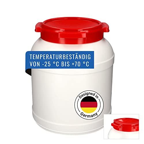 DENIOS® Weithalsfass WH 26, aus Polyethylen (PE), 26 Liter Volumen, weiß/rot, maximal sicher von DENIOS