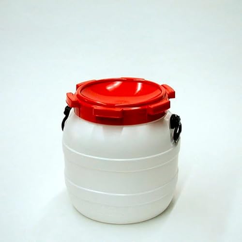 DENIOS Weithalsfass WH 42, aus Polyethylen (PE), 42 Liter Volumen, weiß/rot von DENIOS