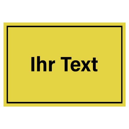 DIN A3 Personalisierbares Hinweisschild mit eigenem Wunschtext, Schild mit eigenem Text, Text schwarz Schild gelb, 297 mm x 420 mm | Made in Germany | von DER WERBEMARKT