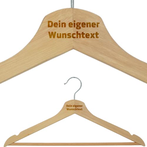 Personalisierter Kleiderbügel mit Wunschtext - Holz - Individuelle Gravur - Kleiderbügel mit eigenem Text - Personalisiertes Kleiderbügel mit Lasergravur (1 STK) von DER WERBEMARKT