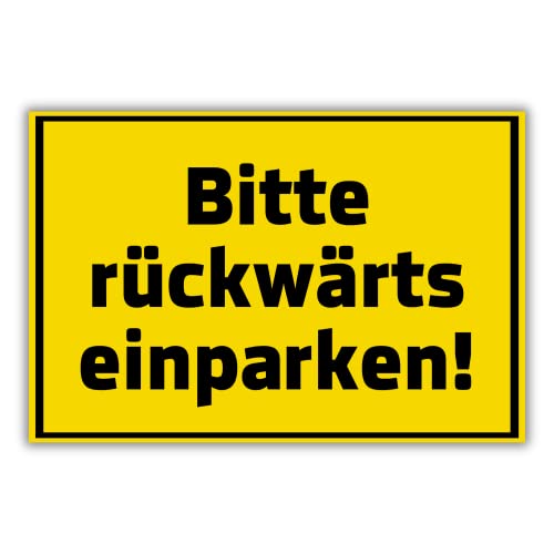 Schild Bitte Rückwärts einparken 30cm x 20cm selbstklebend, Fluchtwegschild aus hochwertigem PVC, Rettungsschild Ausgang, Notausgangsschild stoß und kratzfest (Rückwärts einparken) von DER WERBEMARKT