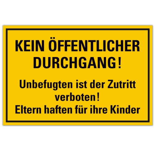 Schild Kein öffentlicher Durchgang 20cm x 30cm hergestellt aus robustem PVC stoß und kratzfest Hinweisschild, Zutrittsverbot "Kein öffentlicher Durchgang!" mit UV-Schutz von DER WERBEMARKT