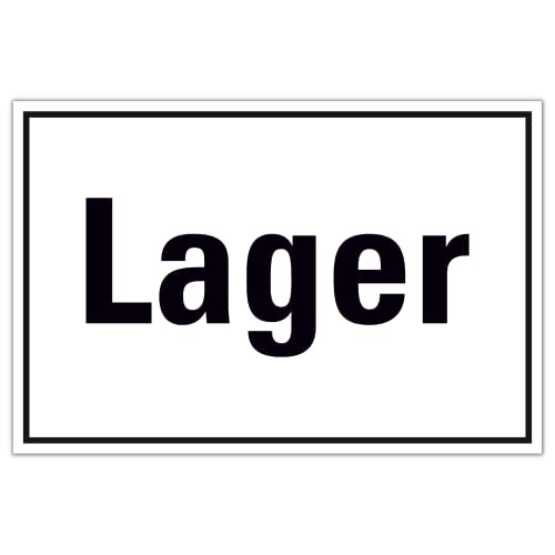 Schild Lager 20cm x 30cm hergestellt aus robustem PVC stoß und kratzfest Lager Schild in Weiß/Schwarz Hinweisschild "Lager" mit UV-Schutz inkl. selbstklebender Rückseite von DER WERBEMARKT