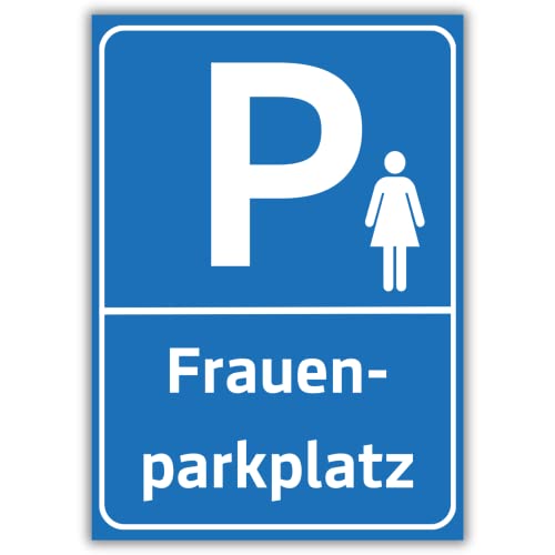 Schild "P" Frauenparkplatz DIN A4 21cm x 29,7cm hergestellt aus robustem PVC stoß und kratzfest Warnschild in Blau Hinweisschild blau Parkplatzschild mit UV-Schutz von DER WERBEMARKT