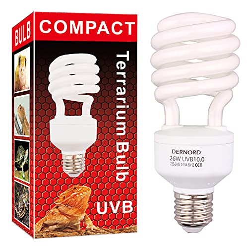 DERNORD UV Lampe Reptilien Wärmelampe - 26W 10.0 UVA UVB Lampe Terrarium Light Bulb UV Licht Lampe für Wellensittich Leopardgecko Wärmelampe Schildkröten von DERNORD