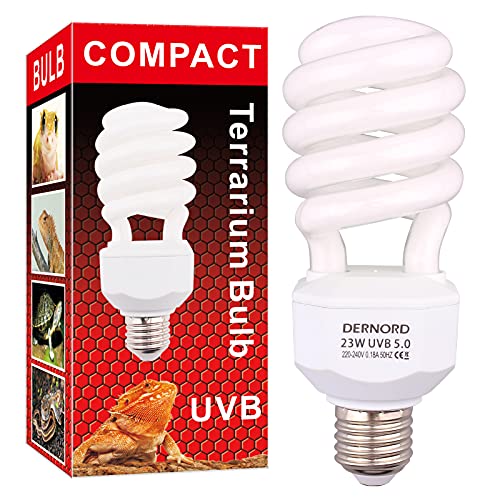 DERNORD UVB und UVA Light Bulb 5.0 23Watt - UV Licht Lampe Tiere Kompaktlampe für Eidechsenpanzer Wellensittich Leopardgecko Schildkröte Schlange von DERNORD