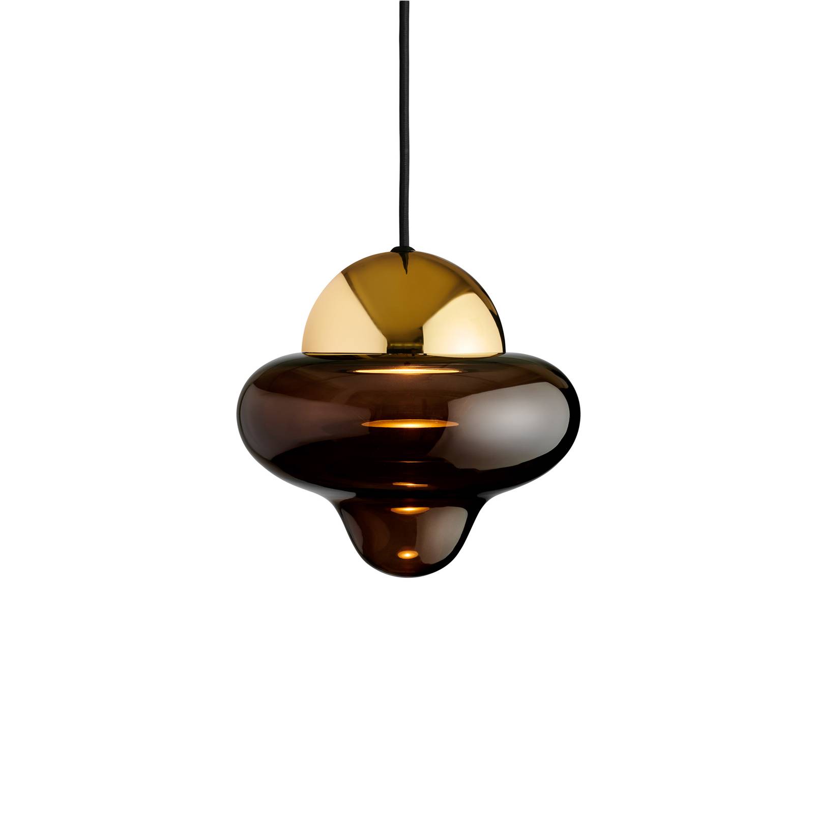 LED-Hängeleuchte Nutty, braun / goldfarben, Ø 18,5 cm, Glas von DESIGN BY US