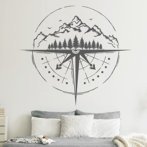 DESIGNSCAPE® Wandtattoo Kompass in den Bergen | Berglandschaft | Farbe: kupfer | Größe: groß (126 x 113 cm) von DESIGNSCAPE