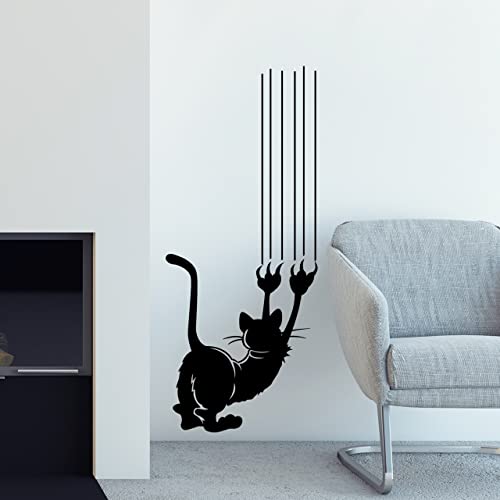 DESIGNSCAPE® Wandtattoo Lustige kratzende Katze mit Kratzspuren | Farbe: dunkelgrau | Größe: klein (33 x 80 cm) von DESIGNSCAPE