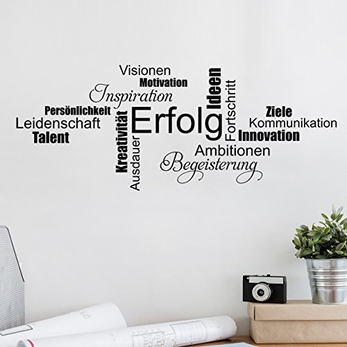 DESIGNSCAPE® Wandtattoo Wortwolke Erfolg Motivation Begeisterung Leidenschaft Kommunikation | Farbe: beige | Größe: mittel (120 x 48 cm) von DESIGNSCAPE