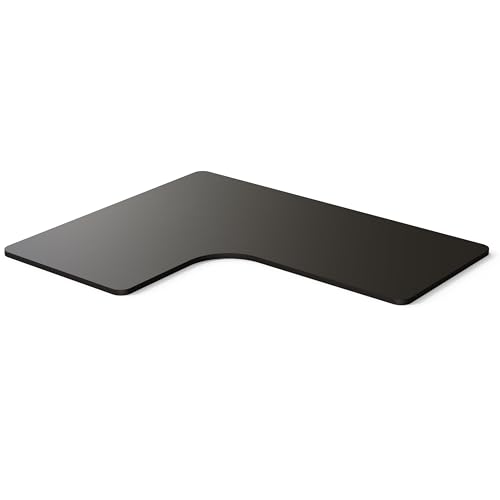 DESQUP Eck Tischplatte | 2,5 cm Massive Schwarze Schreibtischplatte 160 x 130 x 70 cm | ideale Holzplatte für den Esstisch & höhenverstellbaren Schreibtisch über die Ecke | Langlebige Arbeitsplatte von DESQUP