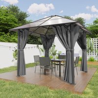 Pavillon Aluminium 3x3m Gartenpavilon Festzelt mit Seitenteilen pc Dach dunkelgrau von DEVOKO