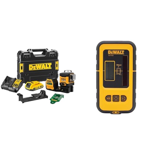 Dewalt Linienlaser (selbstnivellierender 3x360°,10,8V, 2Ah & Empfänger für Linienlaser DE0892G von DEWALT