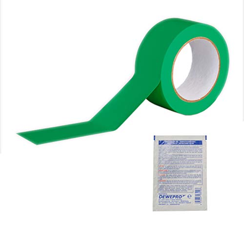 DEWEPRO ROCOL® EasyTape™ Markierungsband Grün 50mm x 33m - hoch belastbares, selbstklebendes PVC-Band - inkl. 1 St SingleScrubs von DEWEPRO