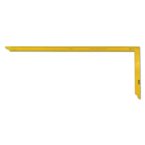 DEWEPRO Zimmermannswinkel 1000mm mit zweiseitiger Teilung - gelb pulverbeschichtet - flacher Metallwinkel - mit Aufhängeloch von DEWEPRO
