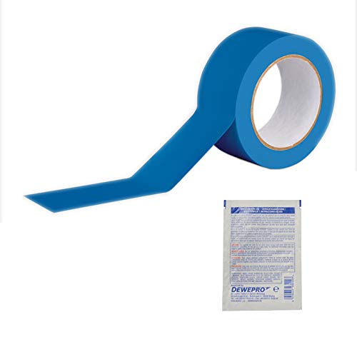 DEWEPRO ROCOL® EasyTape™ Markierungsband Blau 75mm x 33m - hoch belastbares, selbstklebendes PVC-Band - inkl. 1 St SingleScrubs von DEWEPRO
