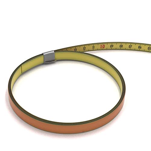 Skalenbandmaß - Stahl, gelb mit Polyamidbeschichtung mit Selbstklebefolie - Bezifferung von rechts nach links - Breite: 10mm, mit Duplexteilung von 0,3m bis 2m (2.0m) - Gehrungsband Anschlagband von DEWEPRO