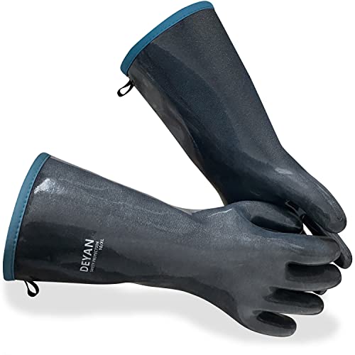 Silikon-Grillhandschuhe, 500 °C, hitzebeständige Ofenhandschuhe mit Fingern, Küche, wasserdicht, hitzebeständig, Handschuh für Fritteuse, Smoker, Backen, Kochen, Schneiden (9/L) von DEYAN