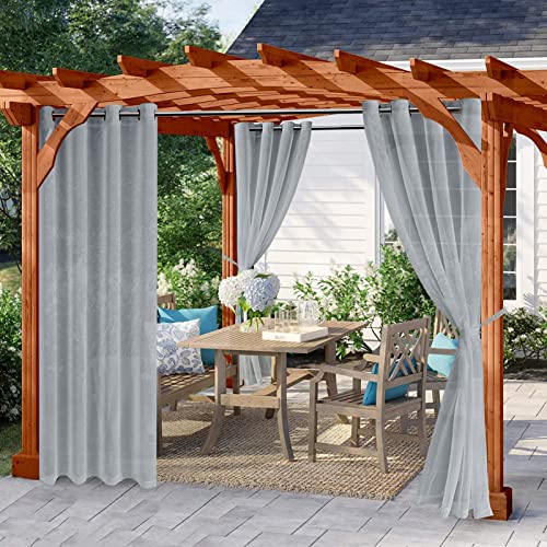 DEZYPZAM Outdoor Gardinen, Outdoor Vorhang Transparent 2 Stücke, Wasserdicht Outdoorvorhang Pavillon & Terrasse Deko Balkon Vorhang Outdoor, Gardinen (132x213cm,Grau) von DEZYPZAM