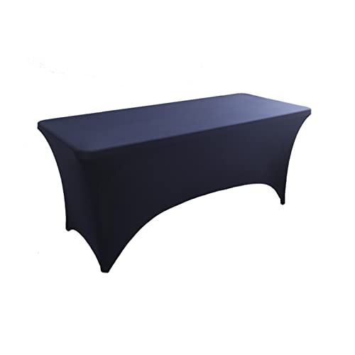 Spandex Tischdecke, Rechteckige Dehnbare Tischdecke Waschbare, Eng Angepasste Tischdecke, für Veranstaltungen, Hochzeiten, Bankette und Partys (Navy Blau,6FT 183 * 75 * 75cm) von DEZYPZAM