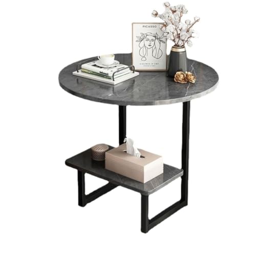 Beistelltisch Leichter, Luxuriöser Couchtisch, Moderner, Einfacher, Kreativer Beistelltisch, Tisch For Zuhause, Wohnzimmer, Doppelschichtiger Sofa-Beistelltisch Side Table ( Color : Black , Size : A ) von DFGDFA
