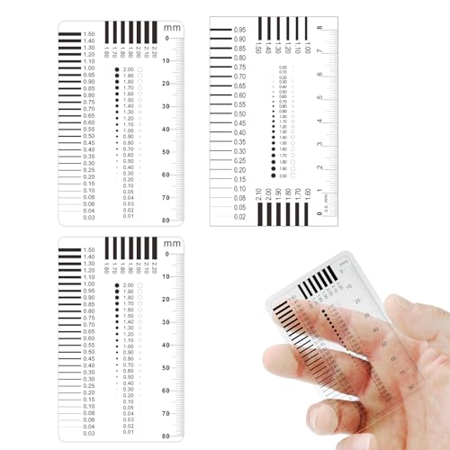 DGUSO Sachverständigen-Zubehör 3 Stück Set Lineal für Kfz Wertermittler,Rissmonitor,Risslineal Messwerkzeuge für Immobilienbewertung Wertgutachten von DGUSO