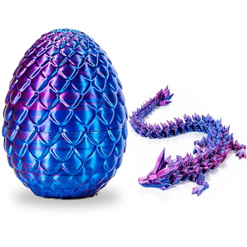 Dracheneier 3D-Gedruckter Gelenkiger Kristalldrache,3D Printed Dragon in Egg Dekorative Ornamente, die für Zuhause und Auto Geeignet Sind(Strahlendes Violett) von DGUSO
