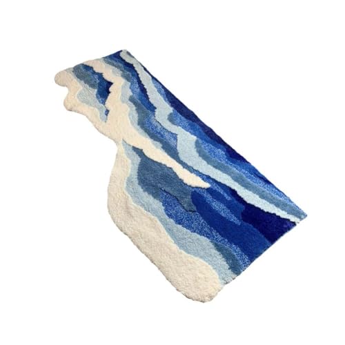 DHliIQQ Stil Wellenmuster Fußmatte Marineblau Strand Badematte Wohnzimmer Badezimmer Verdickte Saugfähige Matte Teppich von DHliIQQ