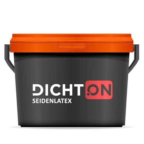 DICHTON Latexfarbe 2,5l weiß seidenglanz - Innenwandfarbe für Küche, Bad - Latex Wandfarbe abwaschbar - hohe Deckkraft, scheuerbeständig, lösemittelfrei, strapazierfähig - Seidenlatex D.41W von DICHTON