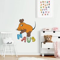 Kinderzimmer Wandtattoo bunte Deko Buchstaben Aufkleber Sendung Die Maus 30x36cm - bunt von DIE MAUS