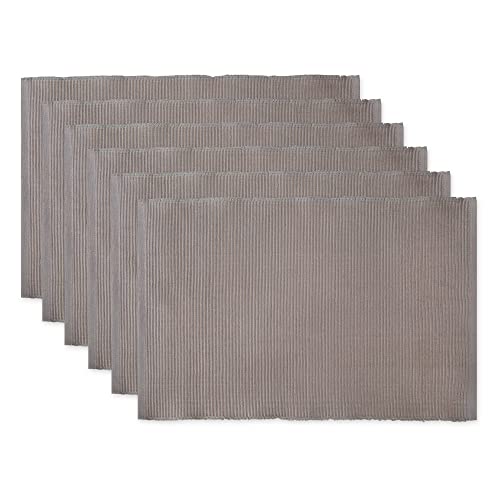 DII Basic Everyday Tischset, gerippt, 100% Baumwolle, 33 x 48 cm, Grau, 6-teilig von DII