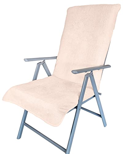 DILUMA Frottee Schonbezug für Hochlehner Stühle 60x130 cm - Hochlehner Schonbezug Diamant - Schutzbezug für Gartenstuhl - Frottee Schonbezug aus 100% Baumwolle, Farbe:Beige von DILUMA