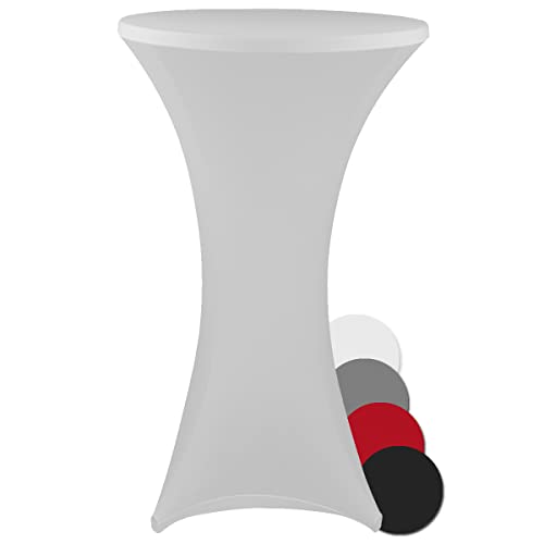 DILUMA Stehtischhusse Stretch Elastique Ø 60-65 cm Weiß - elastische Premium Stretchhusse für gängige Bistrotische und Stehtische - dehnbarer Tischüberzug von DILUMA