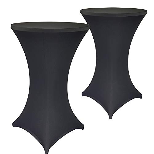 DILUMA Stehtischhussen Stretch Elastique Ø 70-75 cm Schwarz 2er Set - elastische Premium Stretchhusse für gängige Bistrotische und Stehtische - dehnbarer Tischüberzug von DILUMA