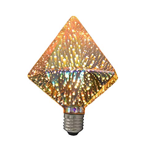 DINOWIN Klassische Edison 3D-Feuerwerke Glühbirne, E27 LED Vintage Glühbirne Sternenklare Retro Dekorative Glühbirne, Silber 4W AC85-240 V (Diamant B) von DINOWIN