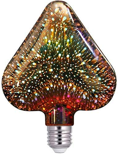 DINOWIN Klassische Edison 3D-Feuerwerke Glühbirne, E27 LED Vintage Glühbirne Sternenklare Retro Dekorative Glühbirne, Silber 4W AC85-240 V (Herz) von DINOWIN