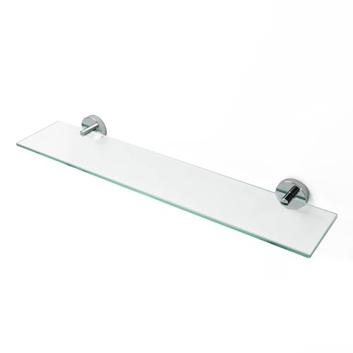 DIVCHI Badezimmer-Glasregal, Wandmontage, 5 mm, gehärtetes transparentes verchromtes Glasregal mit Halterungen, 59 cm Länge von DIVCHI