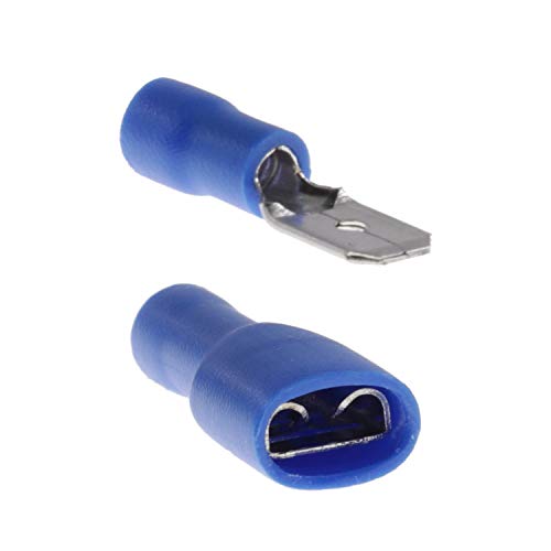 100-tlg Flachstecker & Isolierte Hülsen 6,3mm Blau Stecker Verbinder Kabel 1,5-2,5mm² Kabel von DIY-24H