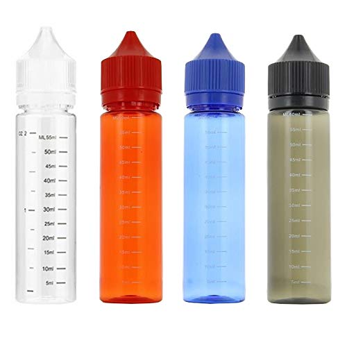 DIY-24H Leerflaschen 60ml mit Skala Messskala für Liquidflasche leer Flasche PET Bottle Droper (Schwarz, 10 Stück) von DIY-24H