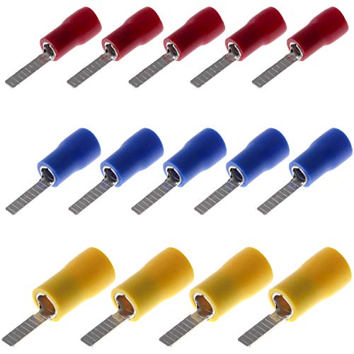 Flachstift Kabelschuhe Kabel Steckverbinder 10mm Stift 0.5-6.0 mm² Flat Pins (10mm Stift | Blau | 1.5-2.5mm², 10 Stück) von DIY-24H