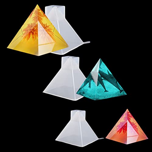 DIYBravo 3 Stück Pyramide Epoxidharz Silikonform für Ringhalter Ornament Resin Formen Würfel Formen Prismatischer 3D Harz Schmuckhalter von DIYBravo