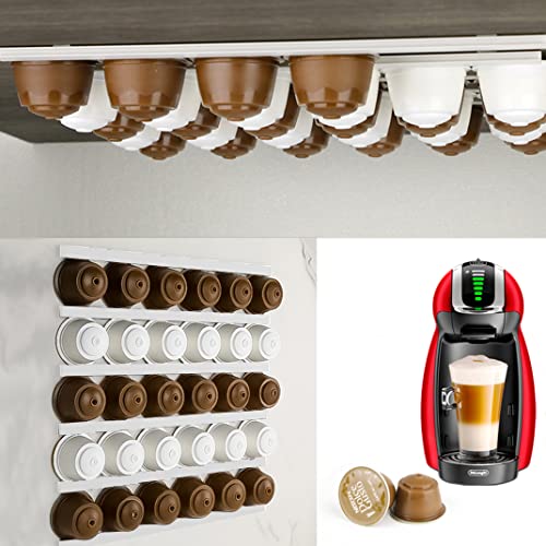 DIYBravo 6 Stück kapselhalter Platzsparend für Kühlschrank Wand Schrank, klebrig Kapselspender Kapselhalter Rutschfest, Kapselständer für 30 Kapseln Dolce Nespresso Gusto von DIYBravo