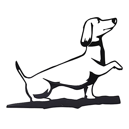 DIYBravo Metall Hund auf AST sitzend, Art-Lebensechte Hundfigur Tier Silhouette Baum Kunst Stahl Hof Garten Dekoration, Wand Zaunpfahl Deko Statuen (Dachshund) von DIYBravo