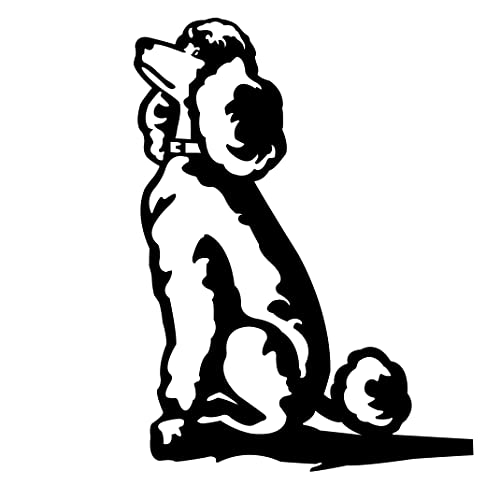 DIYBravo Metall Hund auf AST sitzend, Art-Lebensechte Hundfigur Tier Silhouette Baum Kunst Stahl Hof Garten Dekoration, Wand Zaunpfahl Deko Statuen (Poodle) von DIYBravo