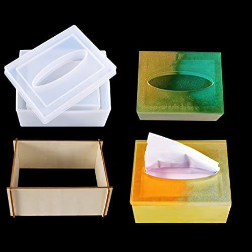 DIYBravo Taschentuchbox Silikonformen Epoxidharz Formen mit Stützrahmen Harz Gießformen Tissue Box Resin Mold für DIY Kunsthandwerk Taschentuchbox (Tissue Box Mold + Holder) von DIYBravo