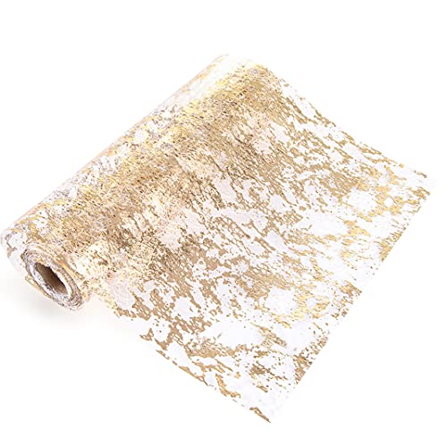 DIYBravo Tischläufer, 28cm × 5m Champagner Gold Metallic Glitzernde Tischband Wiederverwendbaren aus Polyesterfasern zur Weihnachten Ostern Hochzeit Festival Dekoration von DIYBravo