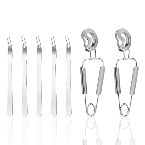 DIYCUT 7 Stück Schneckenbesteck Set, 2 Schneckenzange und 5 Schneckengabel Edelstahl, Einfach zu Essen, Spülmaschinenfest, Lebensmittelzange aus Edelstahl für Zuhause, Restaurant und Hotel von DIYCUT