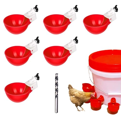 6 Stück Hühnertränke,Hühnertränke Automatische Geflügeltränke Hühnerwasserspender DIY Hühnerwasserbecher Geflügeltränke für Hühner,Tränke Hühnerzubehör Wasserspender-Set mit Bohrer von DIYTLS